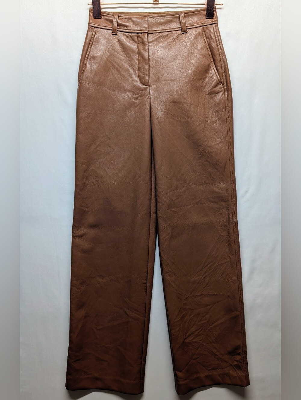 478-Babaton Chestnut Brown faux Leather Pants